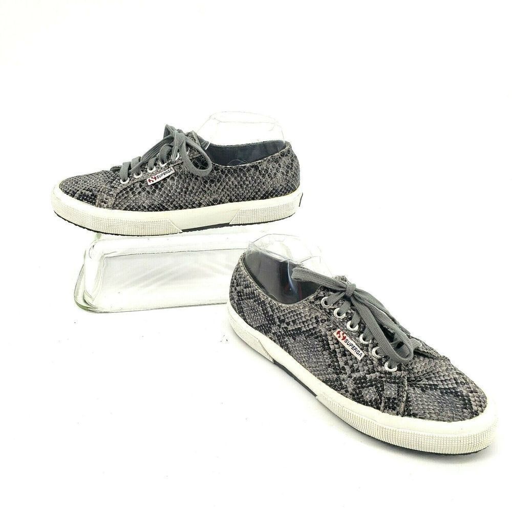 SUPERGA Sneakers Gray Black Snake Print Gray Laces